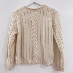 Karen Scott Cream Cable Knit Roll Neck Sweater Small